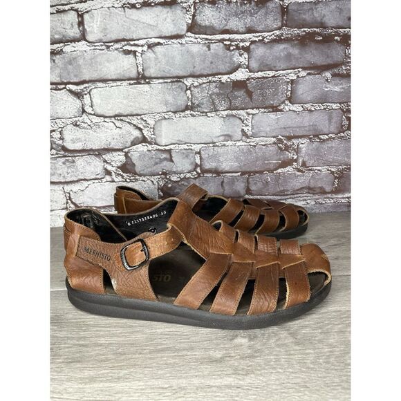 MEPHISTO 4x Shock Brown Leather Fisherman Casual Strap Sandals Men’s 46EU/13M US main image 14